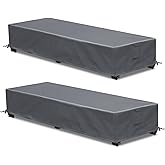 GoldenRaindrop Waterproof Patio Lounge Chair Cover 2 Pack Outdoor Chaise Lounge Covers 600D Weather Resistant Material, UV Protection, Windproof Design Outside Furniture Covers 80" x 28" x 14" H,Grey