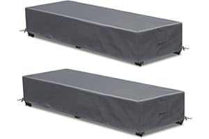 GoldenRaindrop Waterproof Patio Lounge Chair Cover 2 Pack Outdoor Chaise Lounge Covers 600D Weather Resistant Material, UV Protection, Windproof Design Outside Furniture Covers 80" x 28" x 14" H,Grey