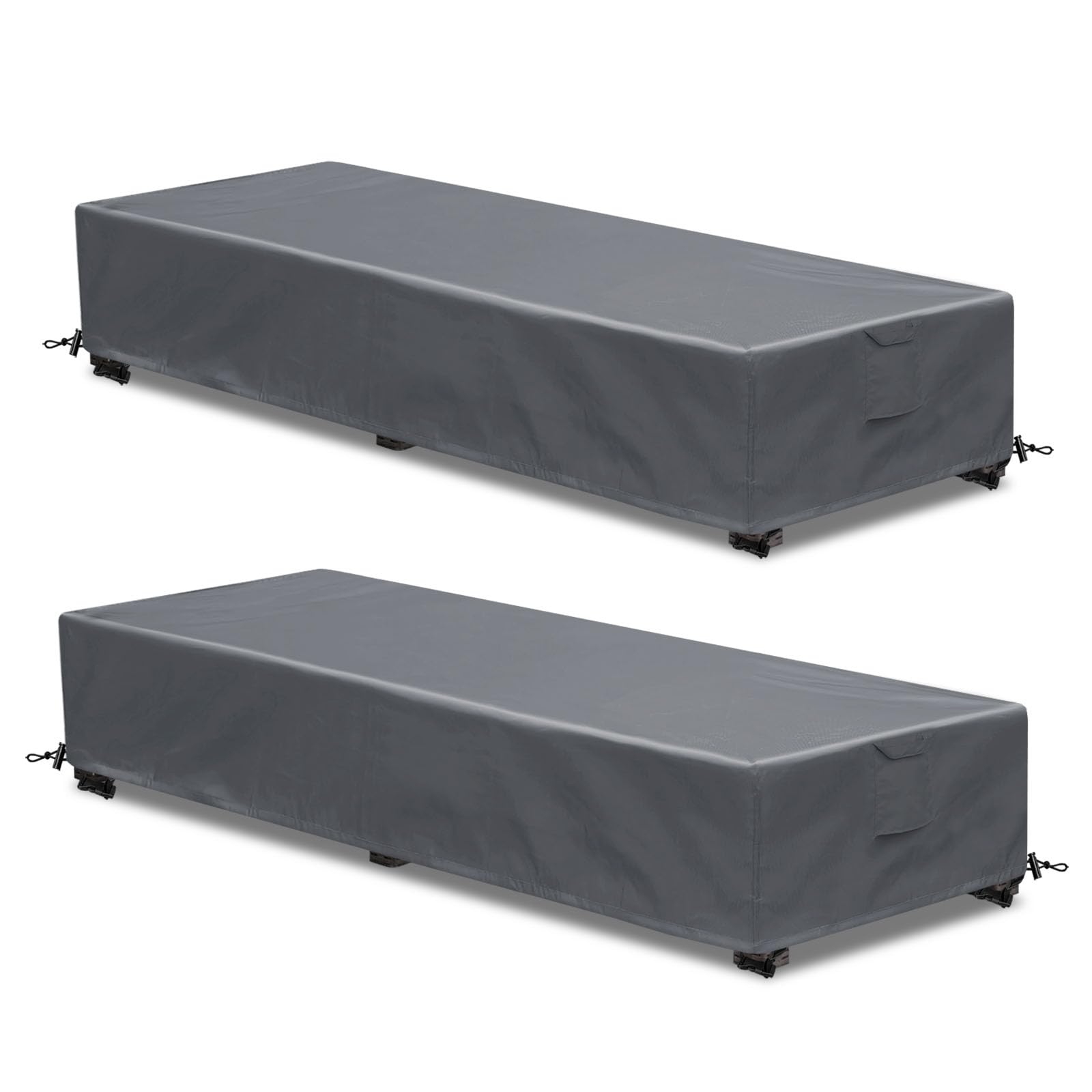 Photo 1 of GoldenRaindrop Waterproof Patio Lounge Chair Cover 2 Pack Outdoor Chaise Lounge Covers 600D Weather Resistant Material, UV Protection, Windproof Design Outside Furniture Covers 80" x 27" x 14" H,Grey