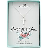 MOM & THREE DAUGHTERS Child's Tiny Cross Necklace | 925 Sterling Silver | 14" Chain | 15mm x 7mm Charm