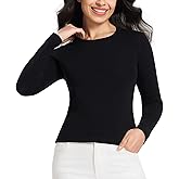 MIDMX Long Sleeve Cotton Shirts for Women Solid Color Casual Bodysuit Basic Crewneck Tee 2025 Fall Slim Fit Going Out Tops