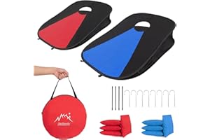 Portable Cornhole Game with 2 Table Top Cornhole Set, Collapsible Corn Hole Boards, 8 Cornhole Bean Bags and Carrying Case, T