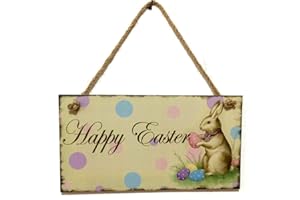 Soochat Happy Easter Wooden Sign | Wooden Rabbit Hanging Plaque | Festival Wall Door Sign Home Decoration
