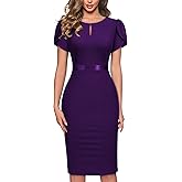 AISIZE Women's Elegant Puff Sleeves Keyhole Neck Cocktail Party Pencil Dress