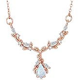 PYTALI Sterling Silver White Opal Zircon Women's Pendant Necklace 18k Rose Gold Plated kite shape Opal Pendant Necklace for Women Chain Bridal Jewelry Birthday Valentine's Day Christmas Gift