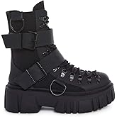 Dolls Kill Low Traitor Boots by Club Exx &ndash; Chunky Vegan Leather Boots with Buckles, D-Rings &amp; Side Zipper