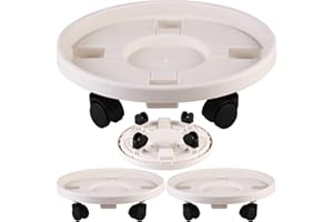 KVYUSFLOURISH 3 Pack Large Plant Caddy with Wheels 15.8" Rolling Plant Stands Heavy-duty Plastic Plant Roller Base Pot Movers Plant Saucer on Wheels Indoor Outdoor Plant Dolly with Caster Planter Tray Coaster White