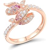 Santuzza 925 Sterling Silver Gemstone Flower Statement Ring for Women