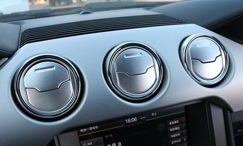 For Ford Mustang 2015 2016 Aluminium Alloy Car Dashboard Air Outlet Vent Cover Ring Trim Frame Sticker Decor (matt silver)