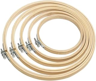 Stickrahmen Nähen,5 Pack Bambus Kreuzstich Set Verstellbare Stickerei Hoop Ringe Runden Holzrahmen für Kunst Handwerk Nähen Needlecraft DIY 5 Größen