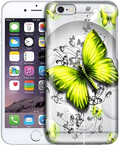 Apple iPhone 6 Plus Case, Slim Fit Snap On Cover by Trek Highlighted Butterfly Yellow Clear Case
