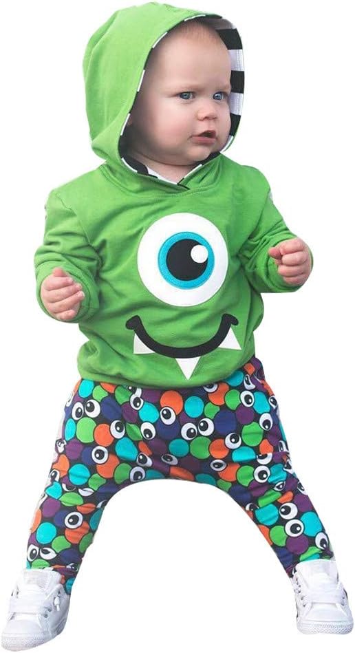 Longra® Baby Coat Pants Outfits,Toddler Baby Kids Boy Cartoon Hoodie Sweatshirt Tops Pants Clothes Set for 0-4 Years