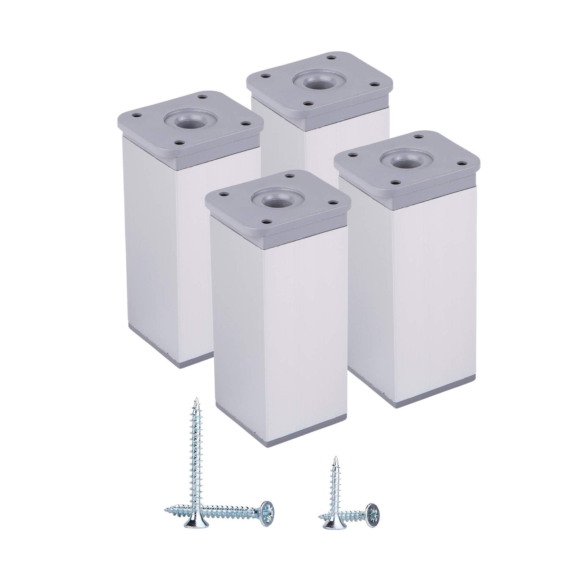 Diforma (Pack of 4 pcs) Height Adjustable Furniture Legs Angular Profile: 40 x 40 mm, Materials: Plastic, Aluminium, Screws Included (4, 10 cm Height)