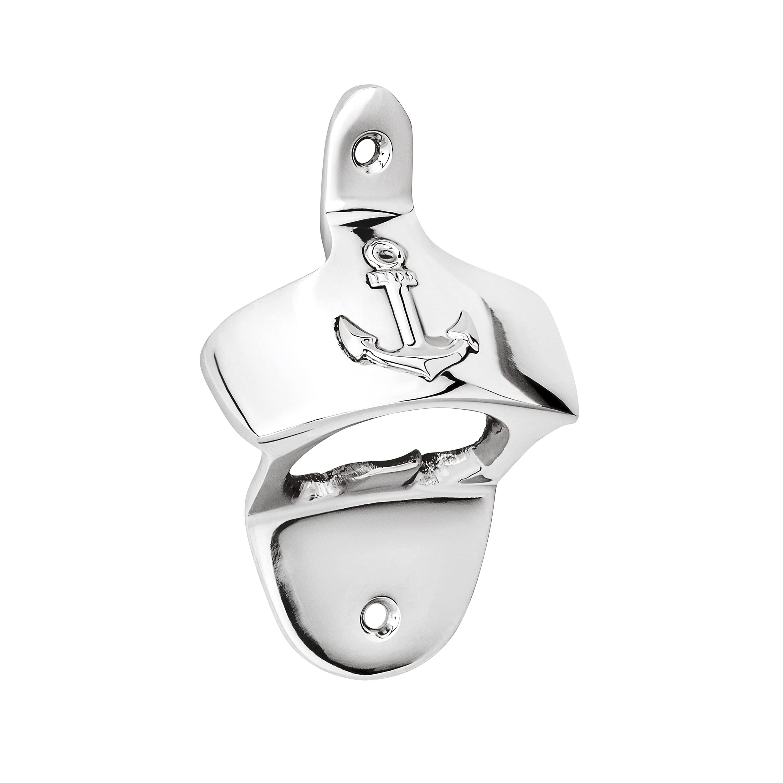 NKlaus 11791 Maritime Bottle Opener Wall Mounted Solid Brass Silver Wall Bottle