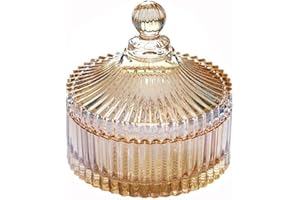 Ericotry 280ML/10OZ Tent Shaped Crystal Glass Candy Jar With Lid - Apothecary Dish for Wedding Buffet, Sugar Bowl, Food Conta