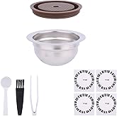 Reusable Pods for Nespresso, Stainless Steel Reusable Refillable Capsule with Silicone Cover for Home Commercial Use Compatib