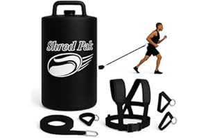 SHRED PAK Upgraded ShredPak - Resistance Training System - Weight Sled Harness Weight Bag, Handles - Football Training, Any Surface, Strength Workout for Athletes - Burn 3X The Calories - Gym, Home and, Outdoor