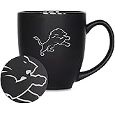 Rico Industries NFL Football 15oz Matte Black Bistro Mug - For Hot or Cold Drinks - Team Logo Etched For Unique Feel