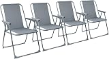 Harbour Housewares Folding Beach Deck Chairs Grey Pack of 4
