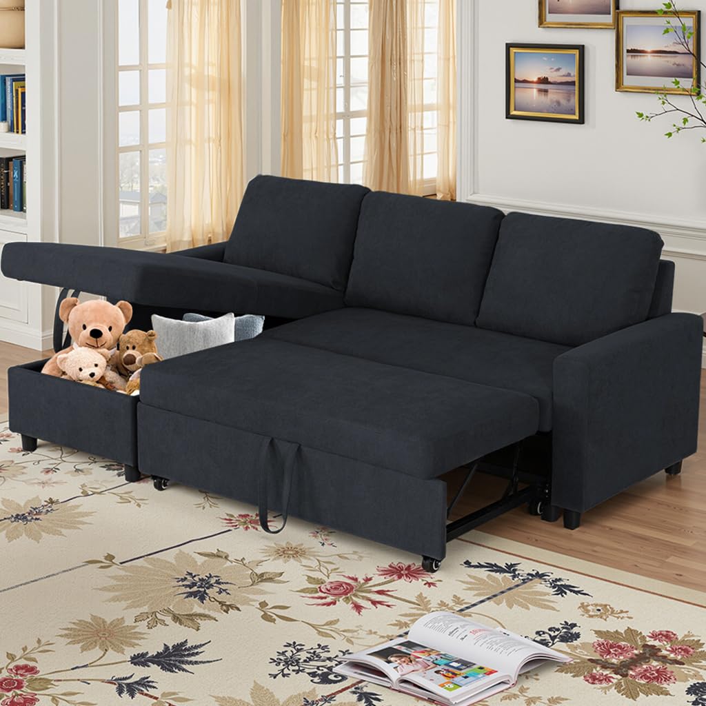 Photo 1 of ***PARTIAL SET*** ***READ CLERK NOTES*** NicBex Convertible Sleeper Sofa Bed L Shaped Modular Sectional Couch with Reversible Storage Chaise Lounge, Short Flannel Upholstery Pull Out Sofá Corner Sofa&Couch for Living Room Apartment Office