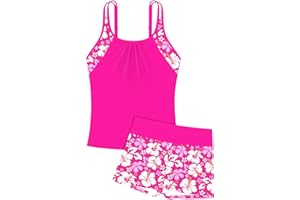 RAISEVERN Girls Swimsuit 2 Piece Bathing Suits for Teens Cute Summer Tankini Short for Size 7-16