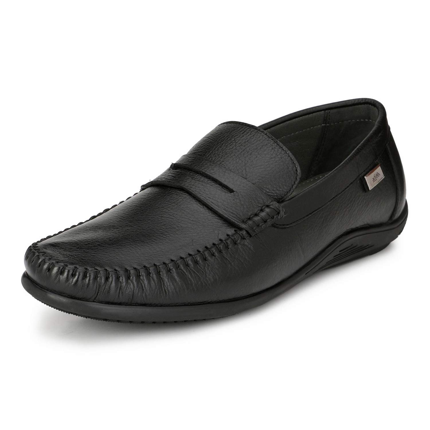 Buy HITZ Black Leather Loafers for Men at Amazon.in