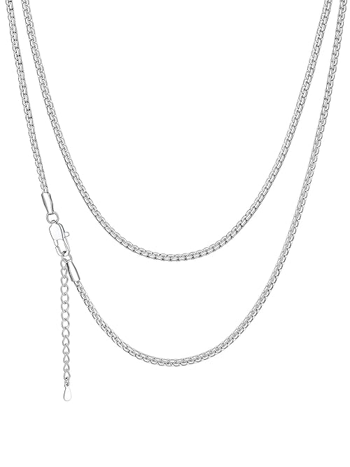 Richsteel Stainless Steel Chain for Men - Silver Flat Square Necklace, 316L Material, 14-30 Inch, 2/4/6mm Width
