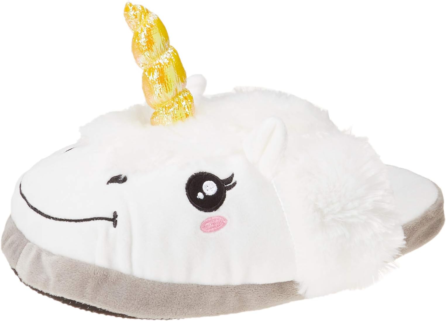 Oliasports Plush Unicorn Slippers, One Size, White