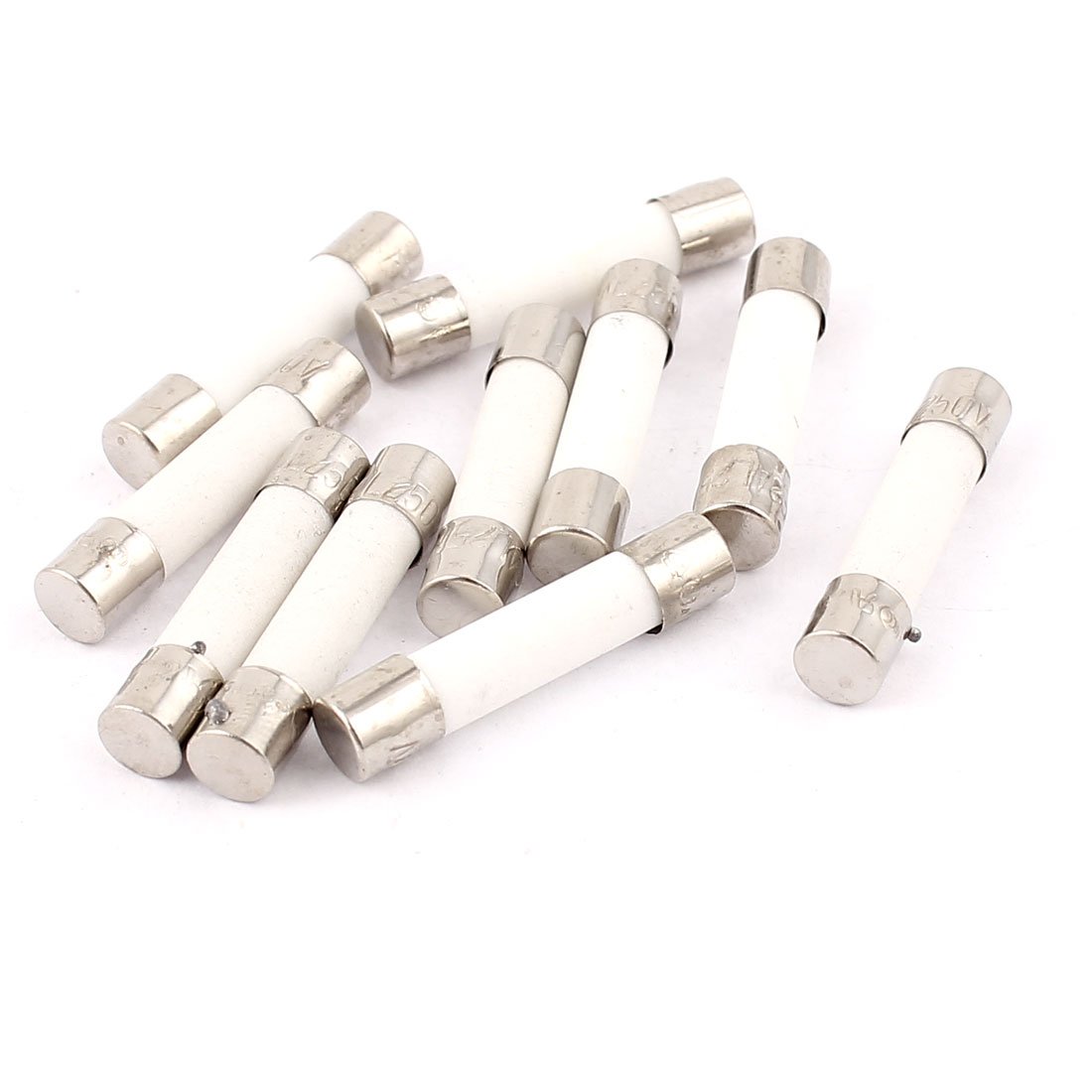 Sourcingmap Fusible Cylinder Cap Ceramic Tube Fuse Links 5 x 25mm 250V 2A 10 PCS