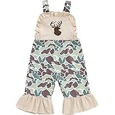 DSOKUHIB Toddler Baby Girl Hunting Outfit Camo Deer Bell Bottom Overalls Romper Sleeveless One Piece Jumpsuit Fall Clothes