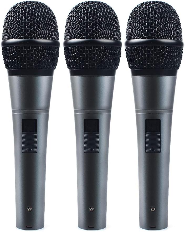 Professional Dynamic Cardioid Vocal Wired Microphone with 19.68 ft XLR Cable, MAONO AU-K04T 3 Pieces Metal Handheld Mic for Karaoke, Stage, Performance, Public Speaking, Home KTV: Musical Instruments