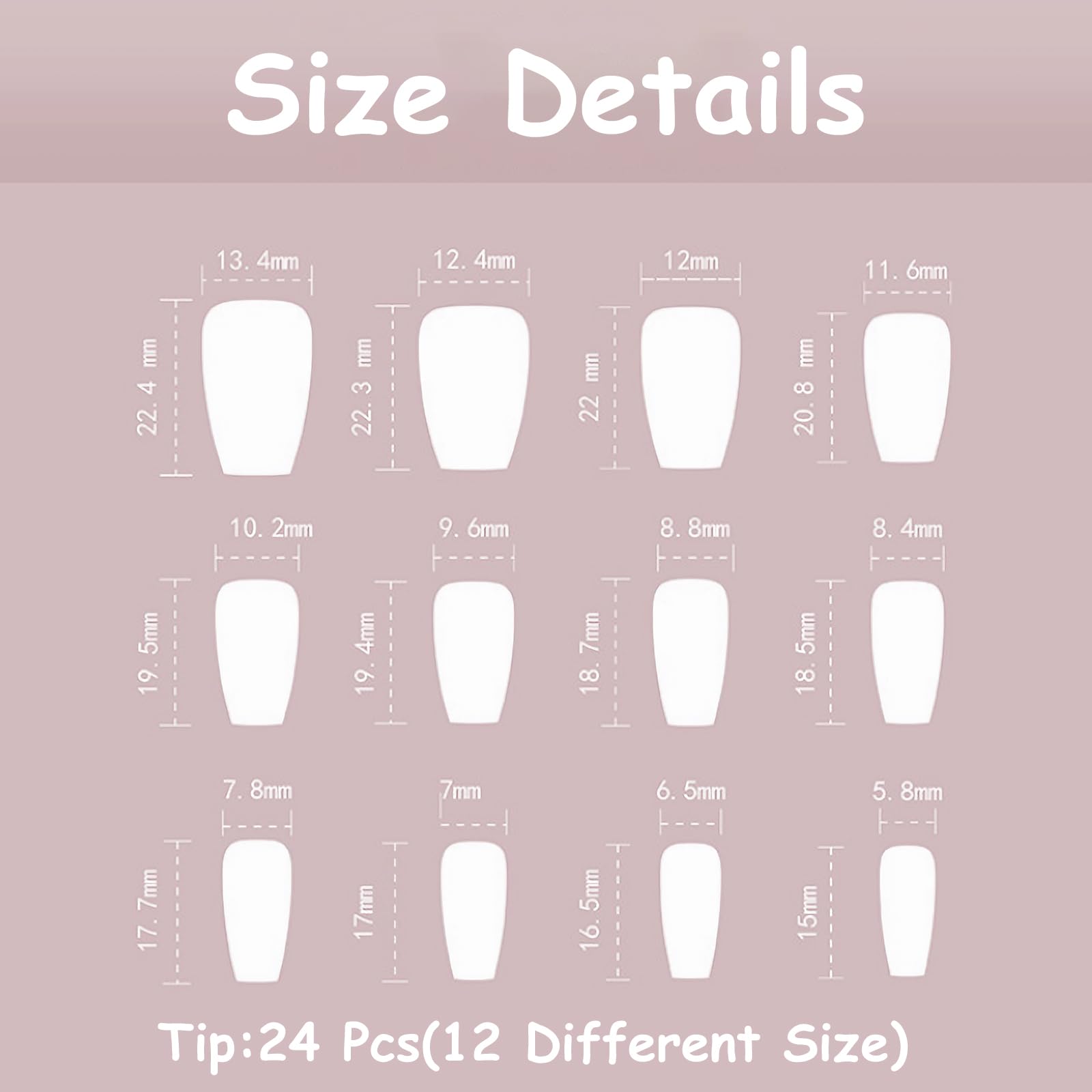 MISUD Medium Coffin Press-on Nails, Blue Ombre, Glossy Glue, Sparkly Acrylic, Bling Glitter Artificial, Ballerina False Nails with Design - 24 pcs - Image 7