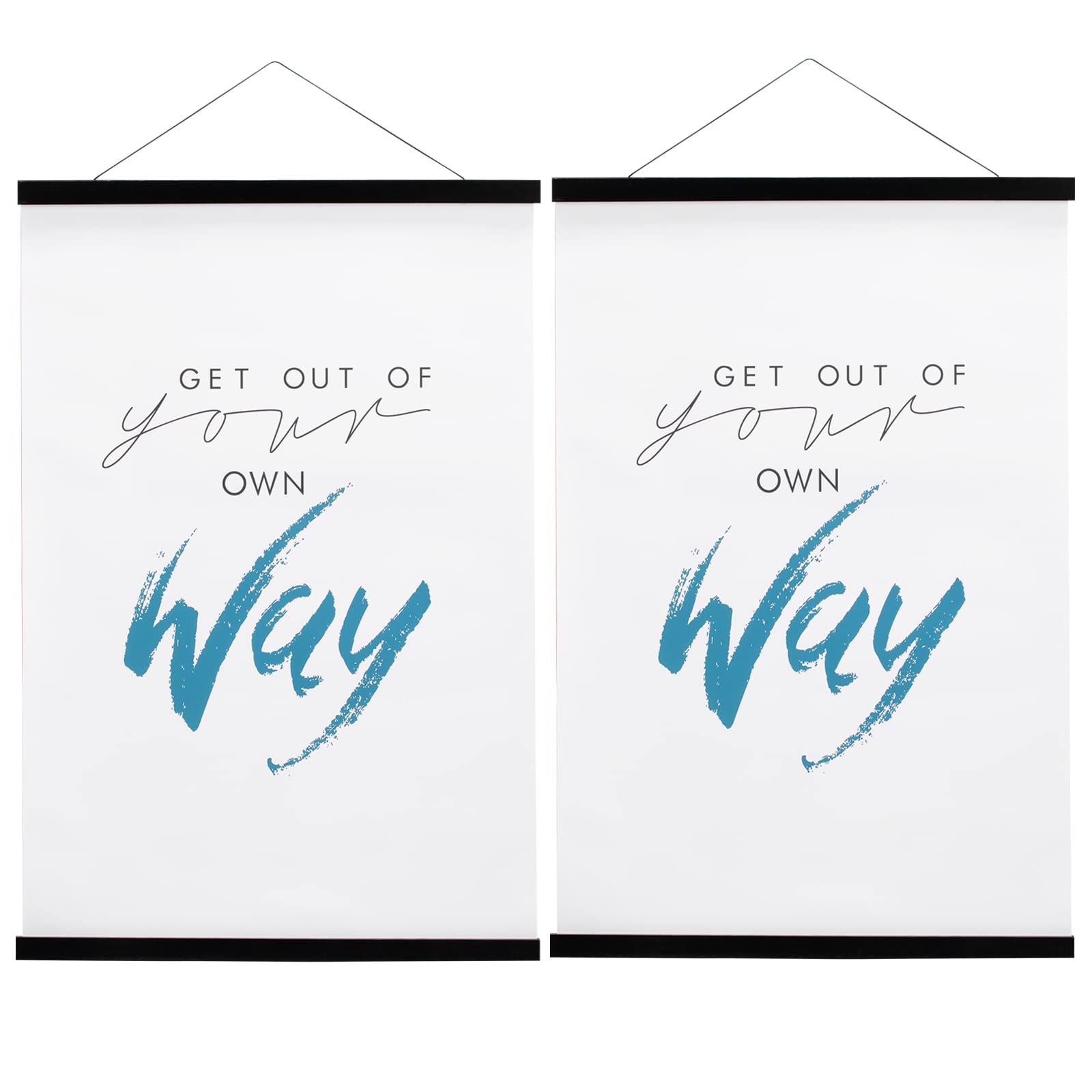 FALAMON 2 Pack B3 Poster Frame Hangers, Light Wood Wooden Magnetic Poster Hanger Frames Hanging Kit for Posters, Pictures, Prints, Photos, Maps, Scrolls, Canvas Artwork (35cm, Black)