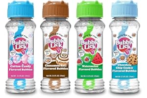 BubbleLick The Lickable Bubbles Premium Natural Flavored Bubble Solution,Multi Flavor Party 4 Pack,Created by Top Pediatricia