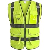 XIAKE 9 Pockets Class 2 High Visibility Reflective Safety Vest for Men Women,Meets ANSI/ISEA Standard