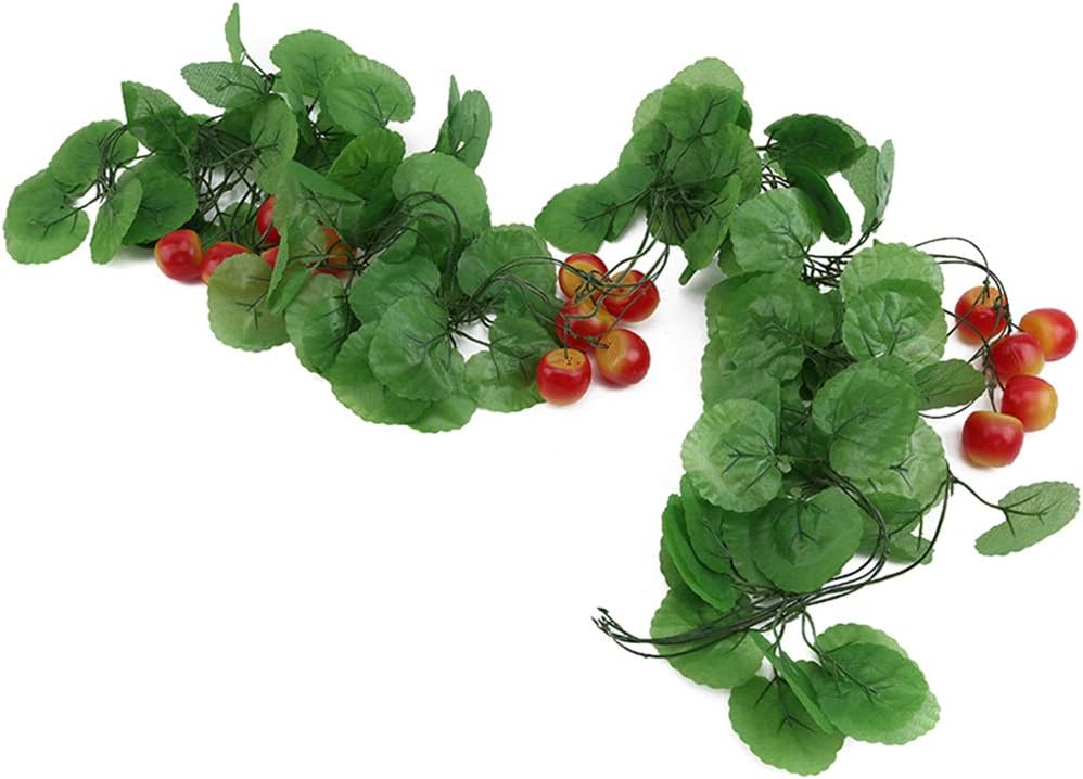 Yunzee Artificial Fruit Vines with Greenery Ivy Leaves Hanging Plants and Fruits for Home Garden Courtyard Decoration,Berry Rattan