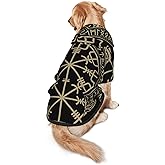 Dog Hoodie Dog Sweater Dog Clothes (Black Celtic Viking Design Magical Runic Compass Vegvisir in The Circle of Norse Runes and Dragons Tattoo Decorative)