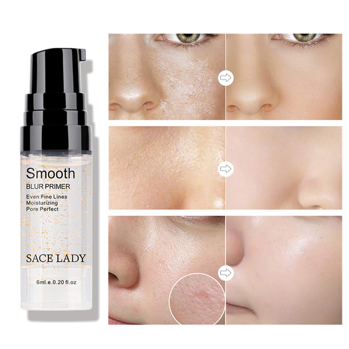 SACE LADY Waterproof Full Coverage Concealer Makeup Kit with Primer Sponge - Matte Liquid Foundation for Face, Eye, and Acne Scar Cover