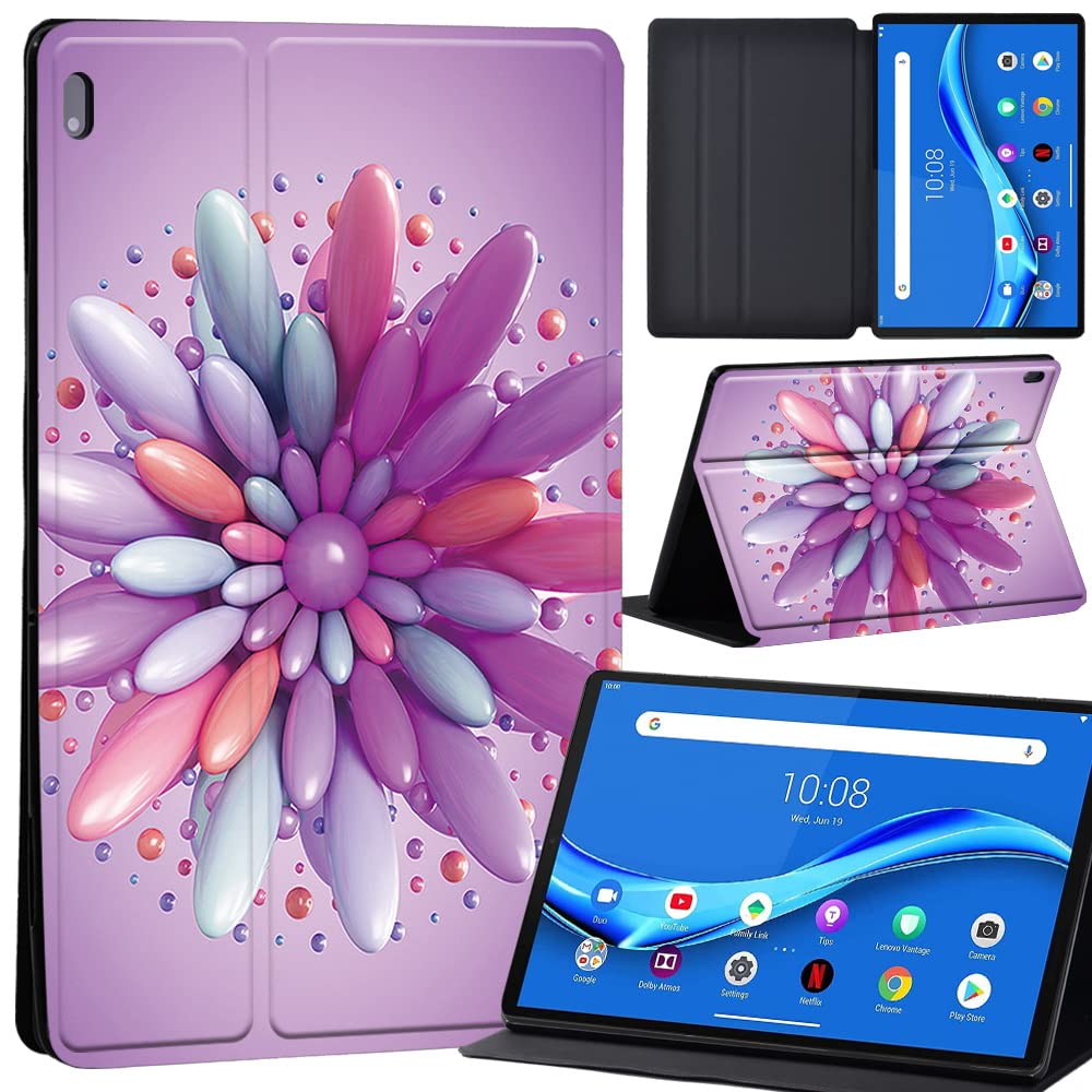 Case For Lenovo Tab M10 FHD Plus 10.3 inch (TB-X606X TB-X606F) Leather Case with Auto Wake-up, Flip Case for Lenovo Tab M10 FHD Plus Cover (3D art-large flower)