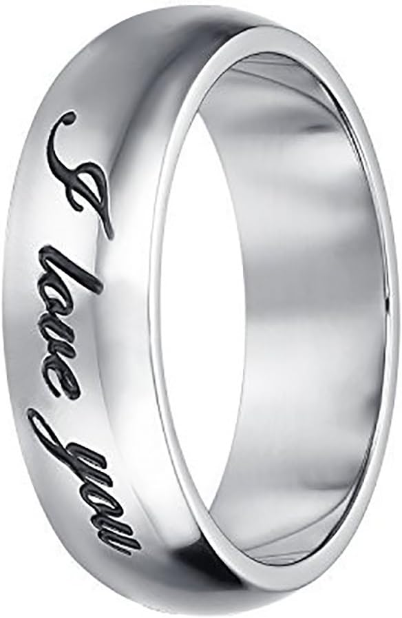 Sweheart Engagement Rings Wedding Bands Engraved Love Ring Necklace Pendant Rose Gold Silver 6mm