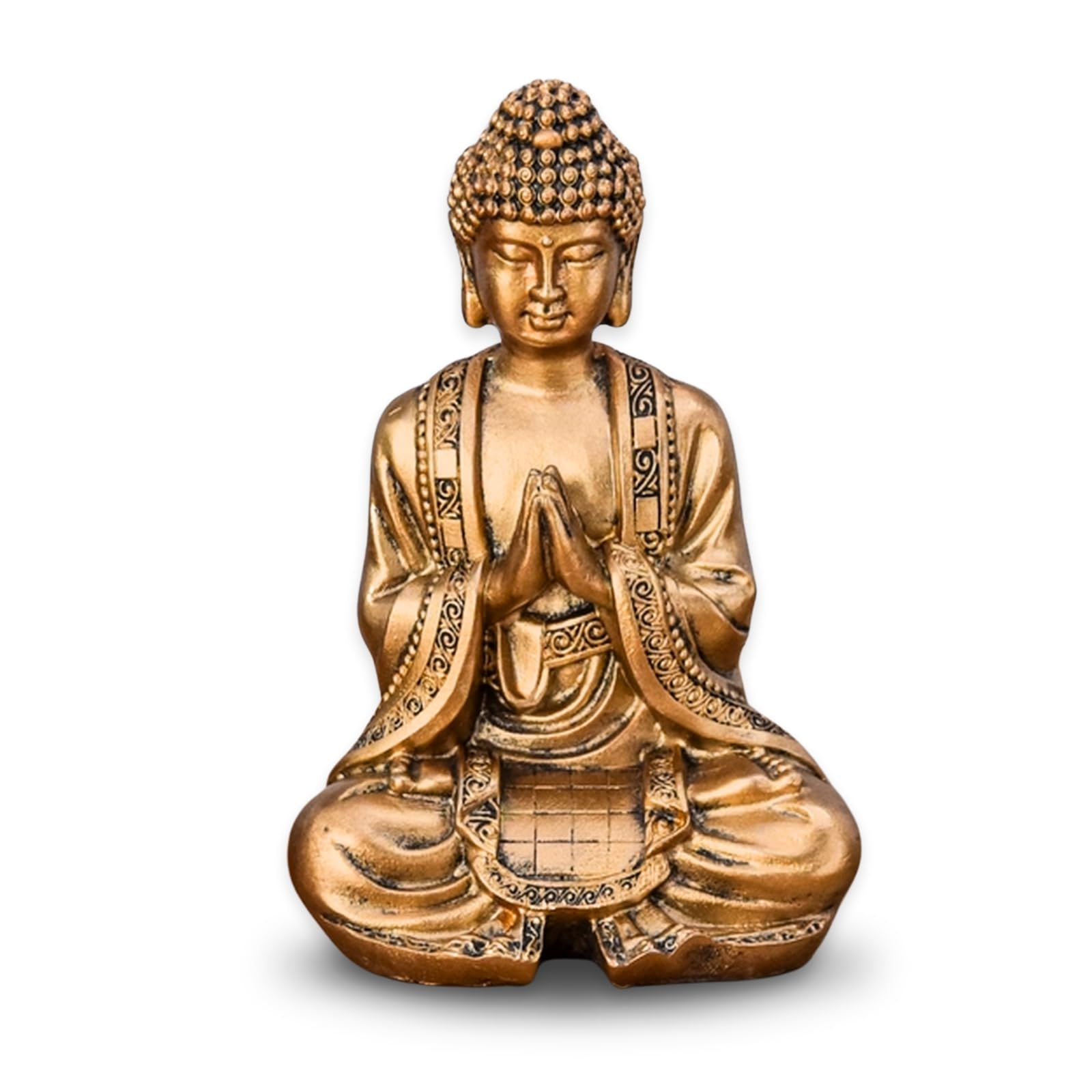 Zen'Light Gold Meditation Buddha Statue – Zen and Feng Shui Decoration – Brings Spirituality to Your Home and a Relaxing Atmosphere – Lucky Charm Statue – Height: 12 cm