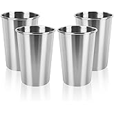 YOLCAR 4 Pack Stainless Steel Cups, 12oz Stainless Steel Drinking Glasses, Metal Cups for Bar, Home, Restaurant