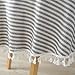 ColorBird Stripe Tassel Tablecloth Cotton Linen Dust-Proof Table Cover for Kitchen Dinning Tabletop Decoration (Round, 60 Inch, Blue)
