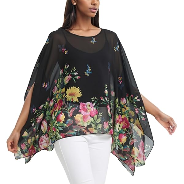 Cute Ann Womens Scoop Neck Plus Size Elegant Summer Cape