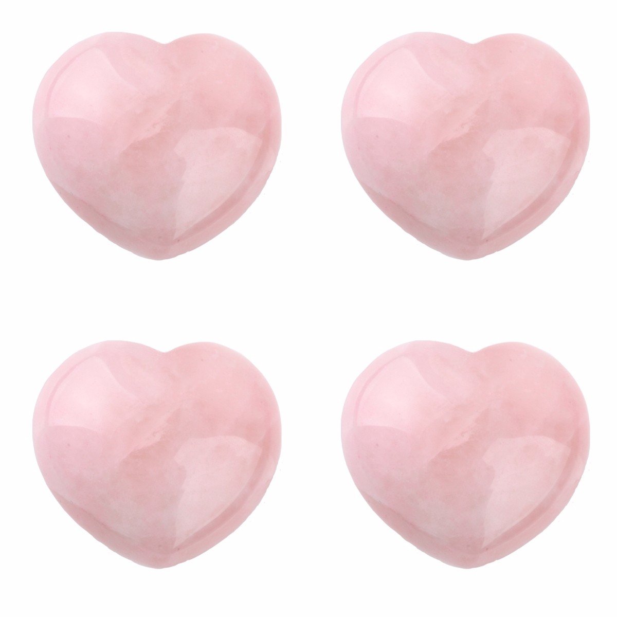 Shanxing Natural Rose Quartz Crystal Puff Heart Worry Healing Stone Palm Chakra Reiki 1.7",Pack of 4