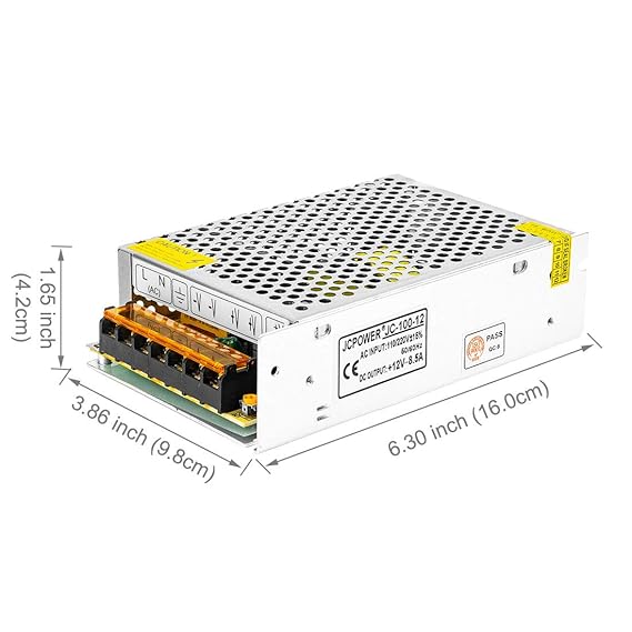 BTF-LIGHTING DC12V 8.5A 102W Aluminium Netzteil für WS2811 5630 5050 LED-Streifenmodule Licht