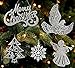 Assorted Silver Christmas Ornaments - Pack of 39 silver and white glitter ornaments - Merry Christmas, angels, doves, xmas trees and snowflakes - Christmas Decorations