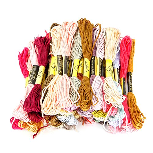 Ownsig 50 Skeins Cotton Embroidery Floss Rainbow Color Cross Stitch Threads Crafts Floss Sewing Threads