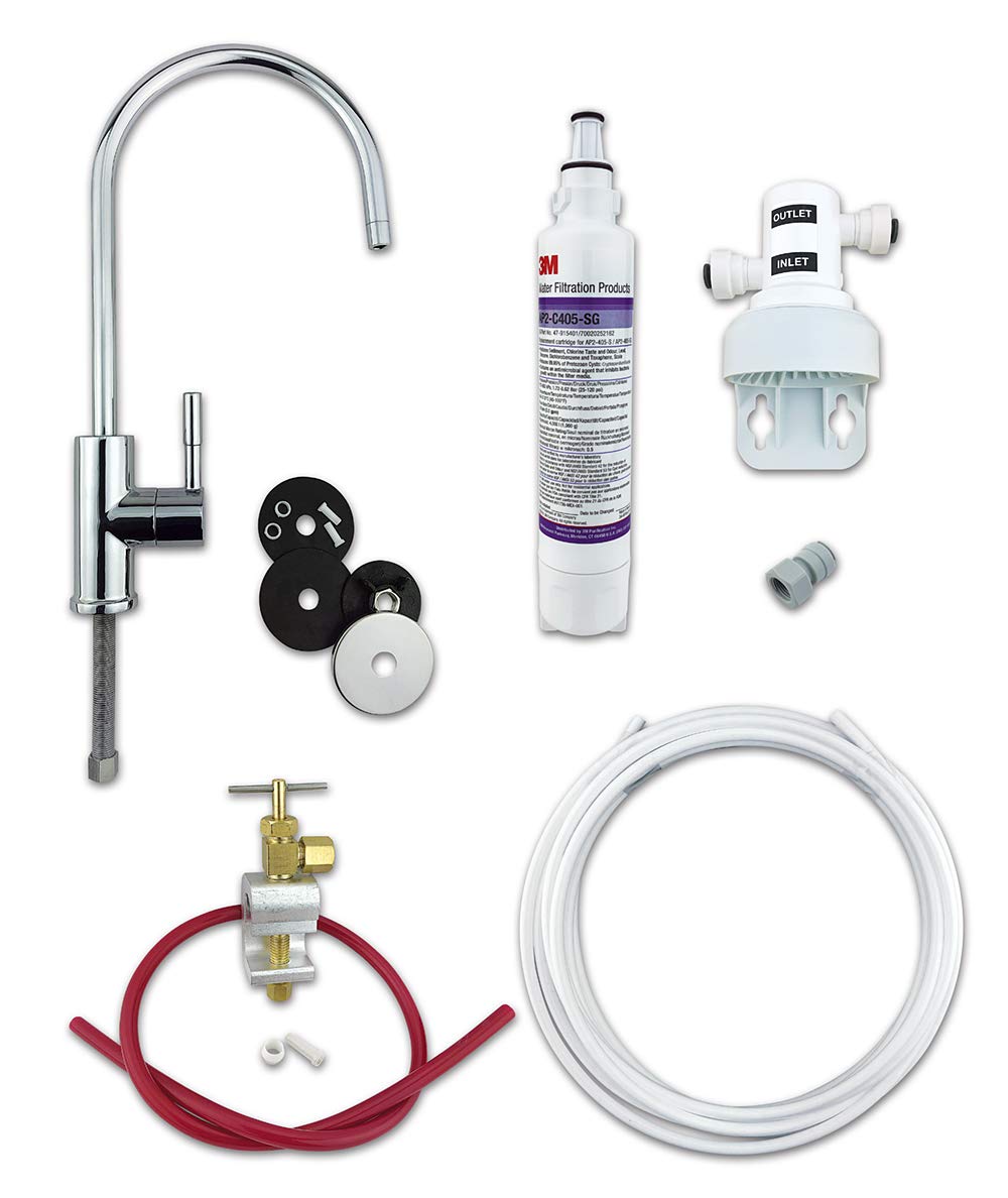 Finerfilters Under Sink Drinking Water Filter System with 3M AP2-C405-SG Quick Change, 0.5 Micron Water Filter - Full DIY System (Chrome Tap, 1 Filter (6 Months))
