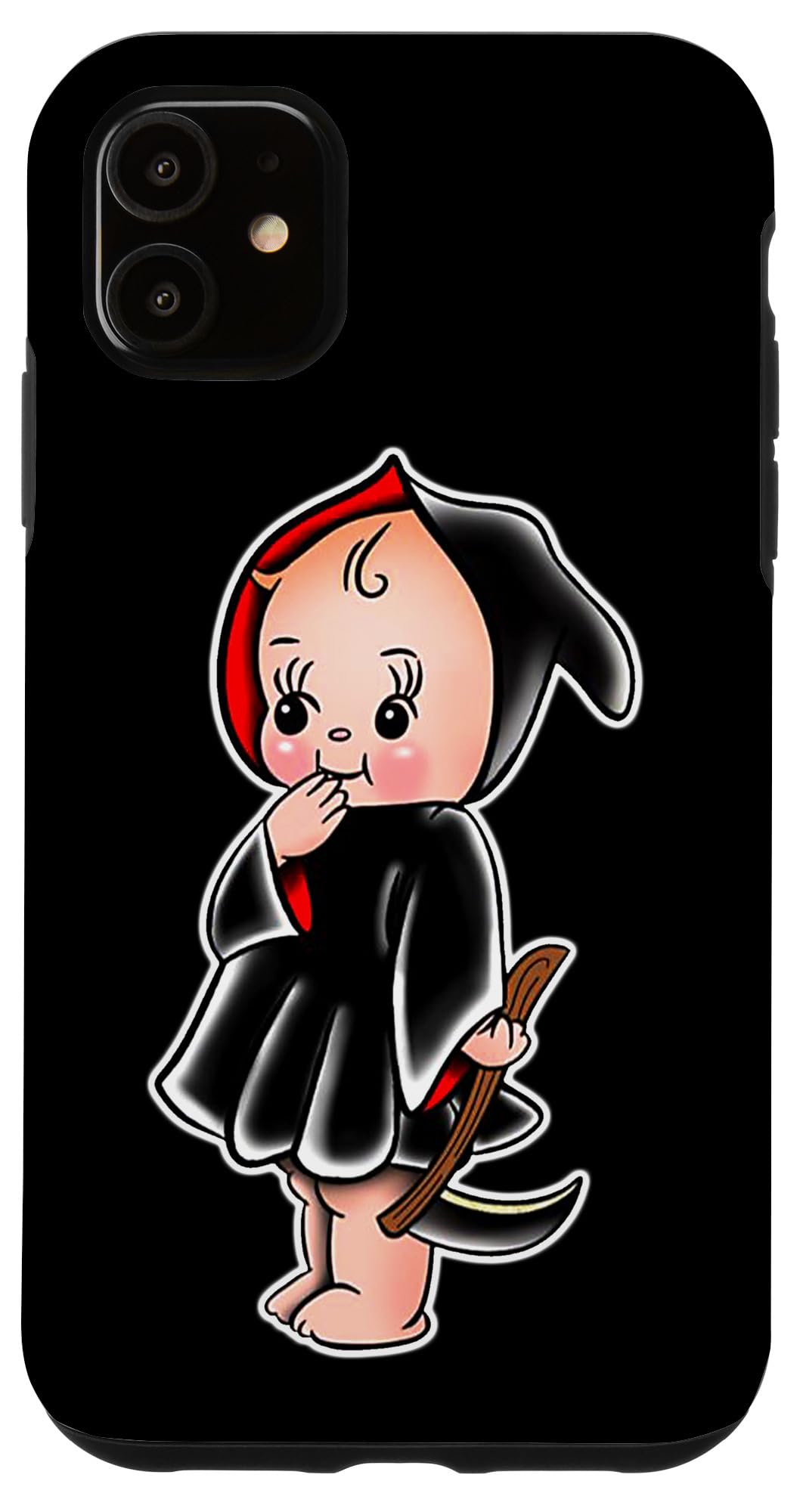 iPhone 11 Kewpie Baby Grim Reaper Scythe Traditional Tattoo Flash Case